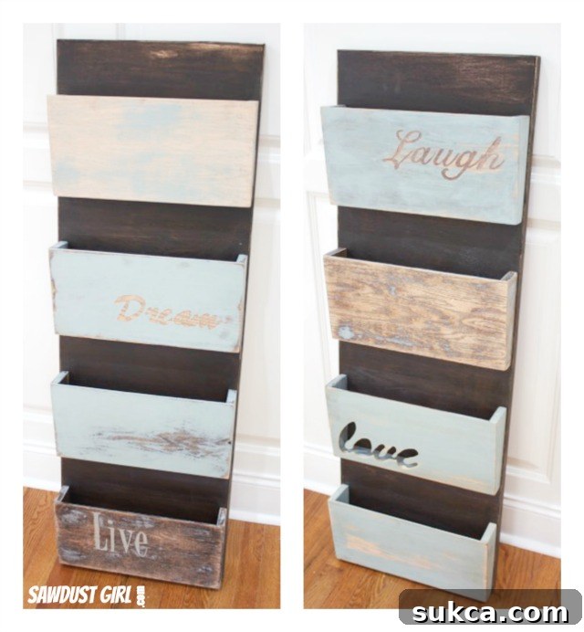 A different angle of the functional DIY Hanging Organizer