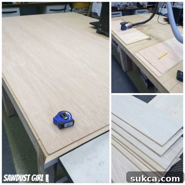Various plywood sheets and scraps for woodworking project