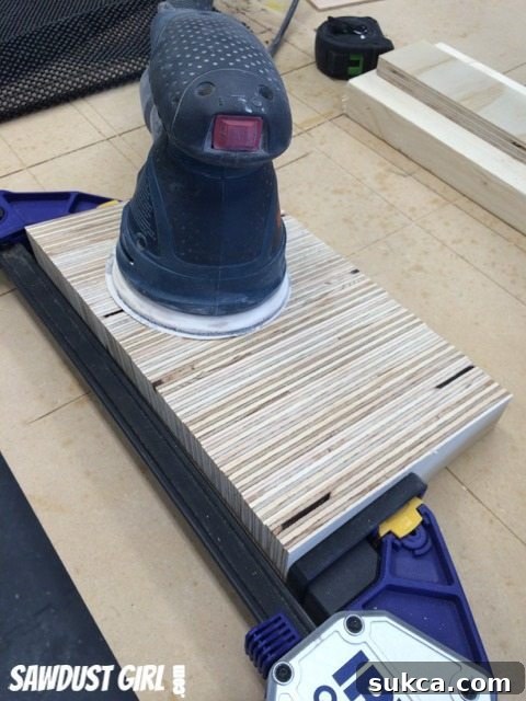 Sanding plywood file box sides for smoothness