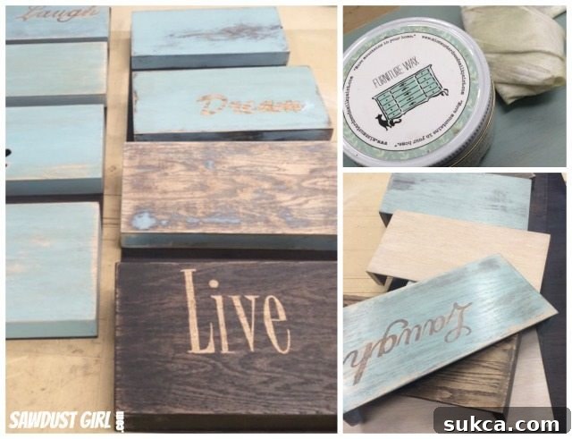 Close-up of finished and decorated plywood bin