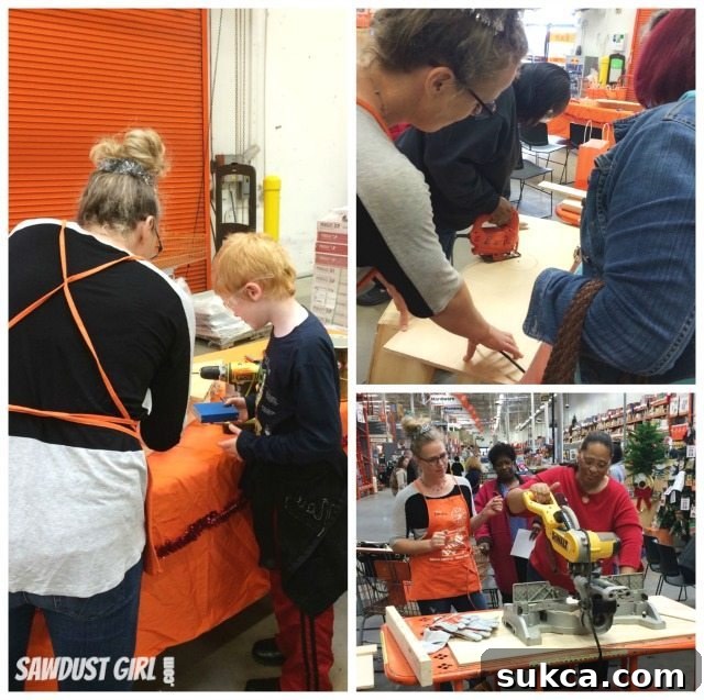 Instructor teaching woodworking techniques to workshop participants