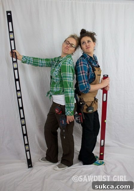 Mother and daughter playfully modeling Duluth Trading Co. workwear
