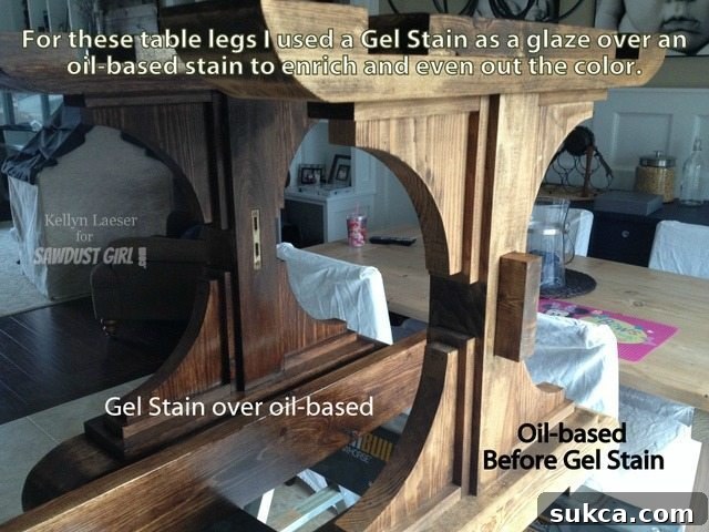 Gel Stain Application Gel stain applied to wood surface for even color