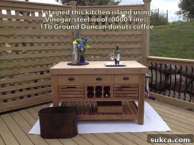 Stained Kitchen Island Custom stained kitchen island showcasing wood finish