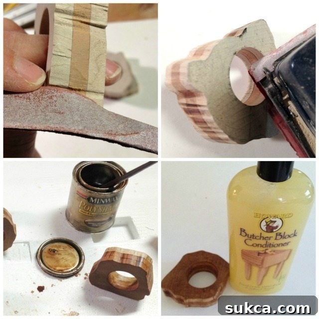 DIY Rustic Napkin Ring stain