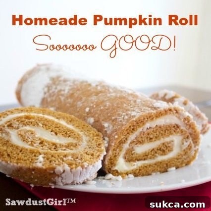 Delicious homemade pumpkin roll close-up A close-up shot of a homemade pumpkin roll, showcasing the spiral and creamy interior