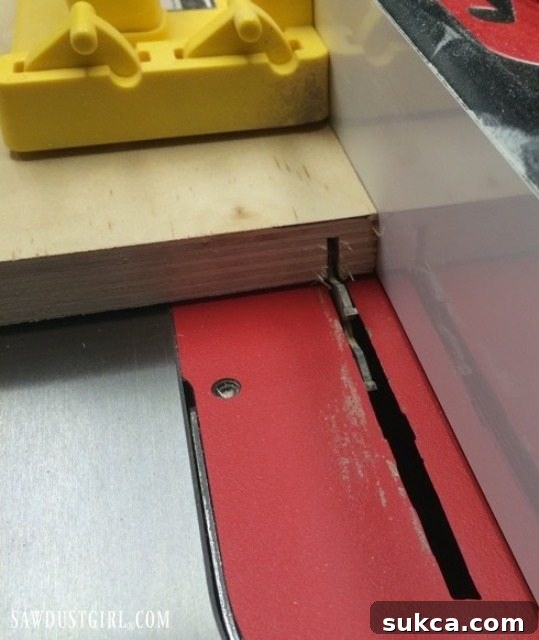 Another angle showing the precise groove for the steel bar in the cabinet base