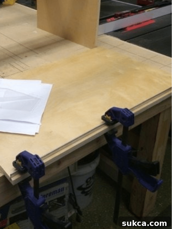 Steel bar secured in the groove of the cabinet base, ready for the sliding door