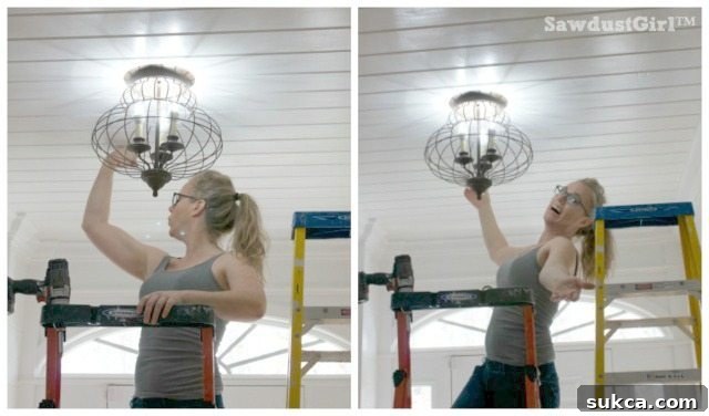 Successfully installed and illuminated new light fixture