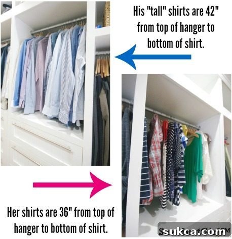 Measuring clothes length for optimal closet hanging space