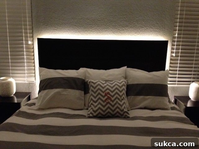 Sleek Floating Headboard with LED Backlighting