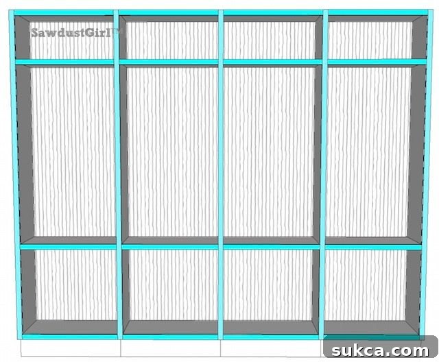 Library wall to wall bookcases - free and easy plans from https://sawdustgirl.com.