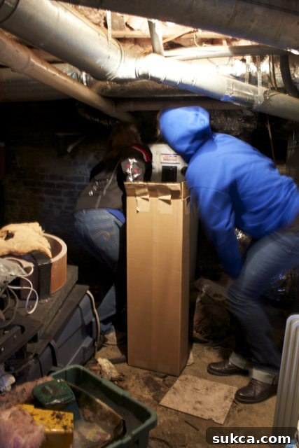 Applying Frost King Pipe Wrap Insulation to Basement Pipes