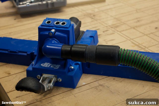 Kreg K5 Pocket Hole Jig setup on a workbench
