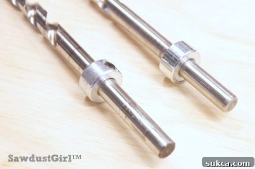 Adjusting the stop collar on a Kreg drill bit with a hex key