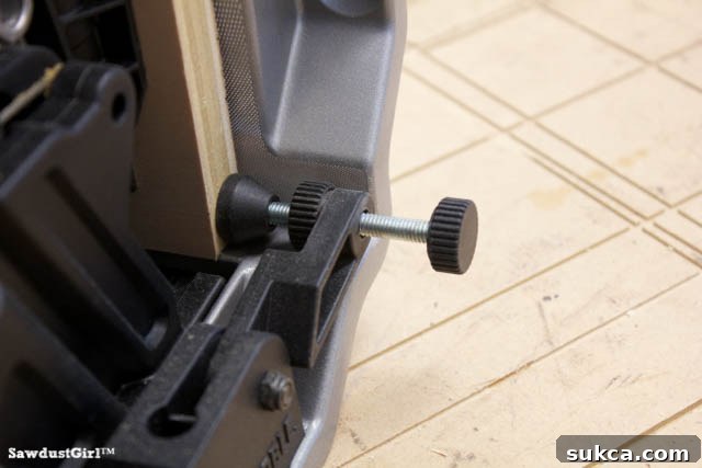 Pocket hole jig with built-in stop block for consistent drilling