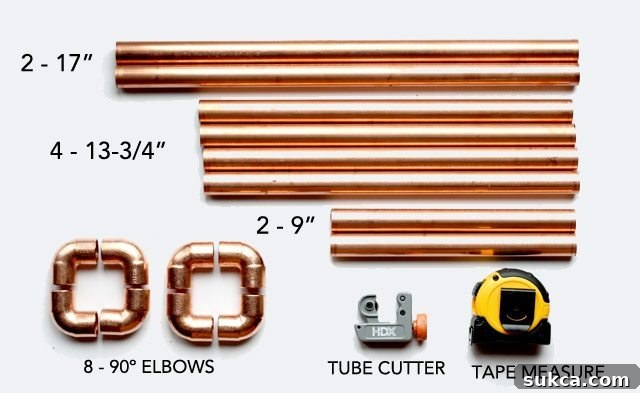DIY Magazine Holder Supplies Copper Pipe DIY Magazine Rack - supplies