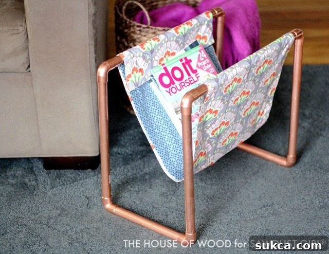 Finished DIY Copper Pipe Magazine Rack DIY Copper Pipe Magazine Rack