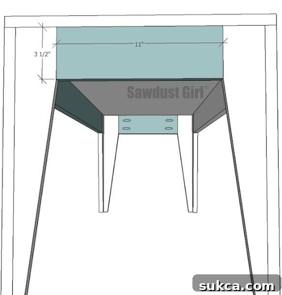 Instructions for assembling the short aprons to create leg pairs for your DIY wood bench, illustrating the completed sub-assembly.