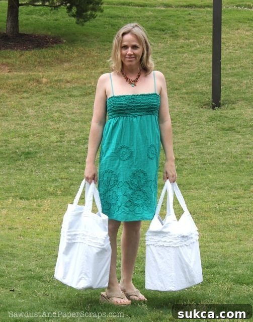 ruffled reusable reversible grocery bags handles