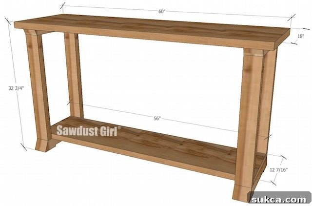 Exploded View of Console Table Design for Woodworking Project