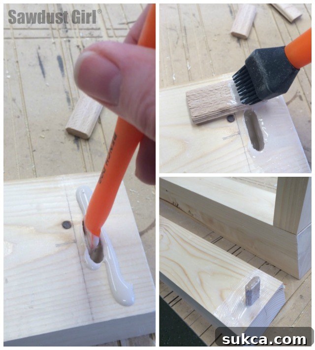 Assembling Console Table Legs with Wood Glue and Clamps for Strength