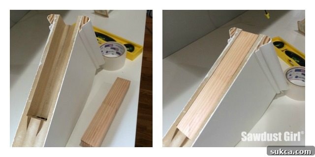 Applying Double-Sided Tape to Cleat for Corbel Installation