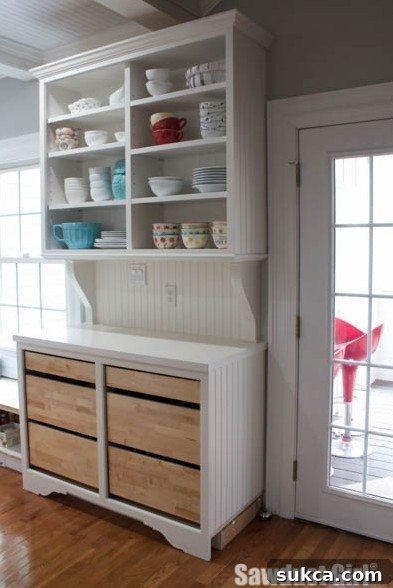 DIY China Hutch with Blum Drawers Example Stunning China Hutch with smooth-gliding drawers, built with free plans from Sawdust Girl