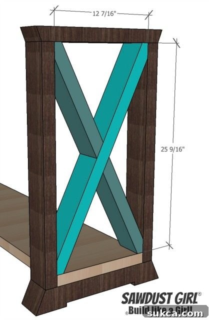 Conceptual design of the X leg console table, highlighting the X-braces