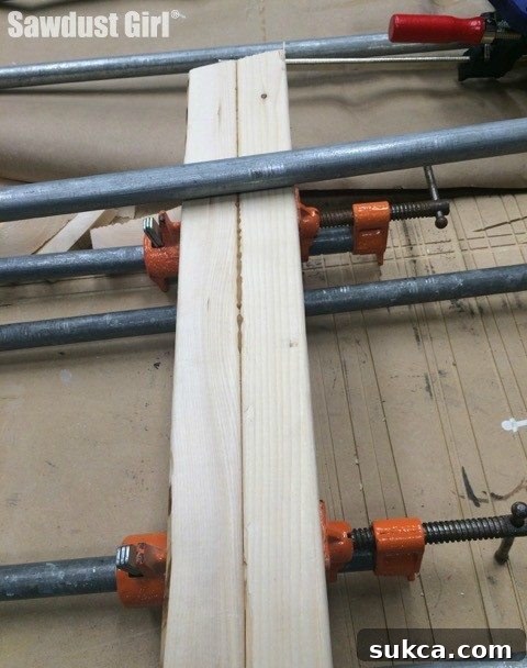 Visual guide for preparing wood for DIY console table legs