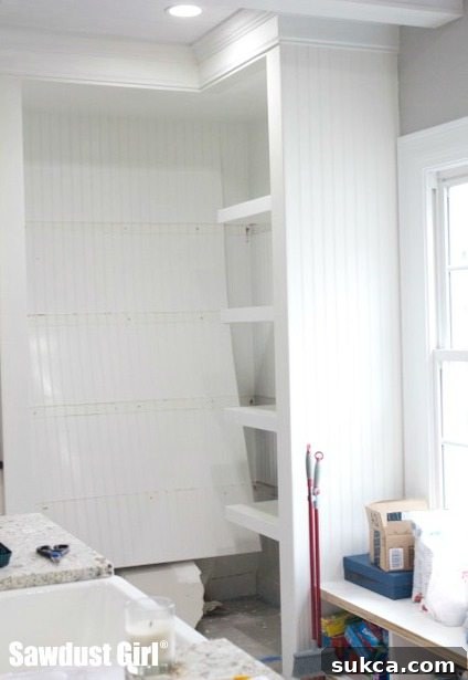 Construction in progress: Adding the left side to the new display cabinet