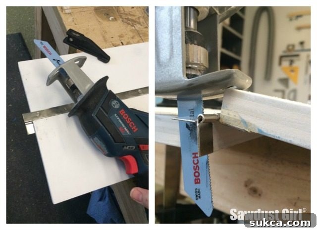 The Ultimate Space-Saving DIY Corner Cabinet 14 Using a Mini Reciprocating Saw for Precision Hinge Trimming
