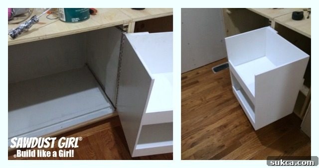 The Ultimate Space-Saving DIY Corner Cabinet 21 Securing Rollers and Track Stopper in Custom Corner Cabinet