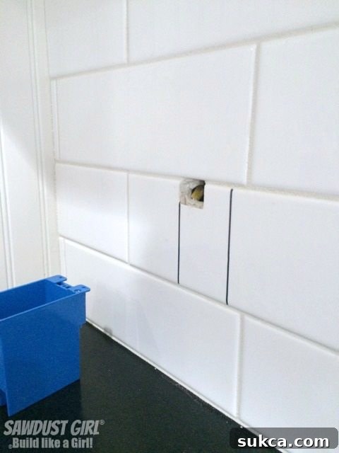 Precise Tile Marking Marking tile backsplash for electrical outlet