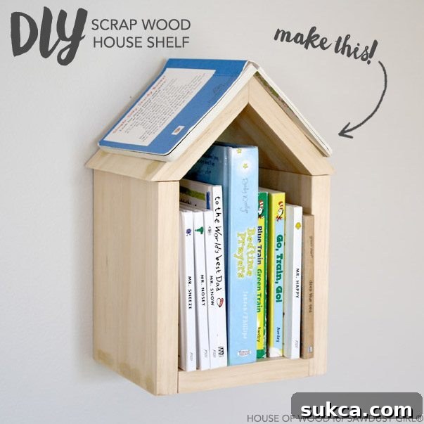 Charming DIY Wood House Shelf Made from Scrap Wood