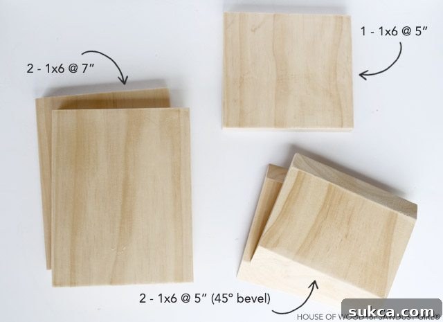 Detailed measurements and wood cuts for DIY house shelf