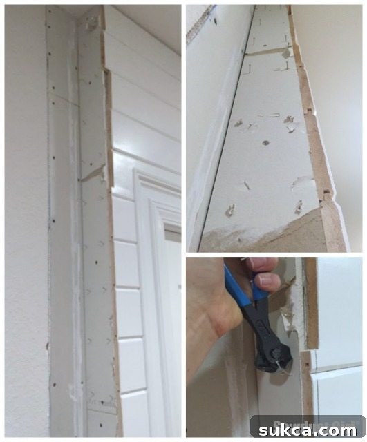 Safely removing trim nails from a plank wall