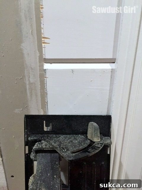 Using a circular saw with a guide to cut a plank wall