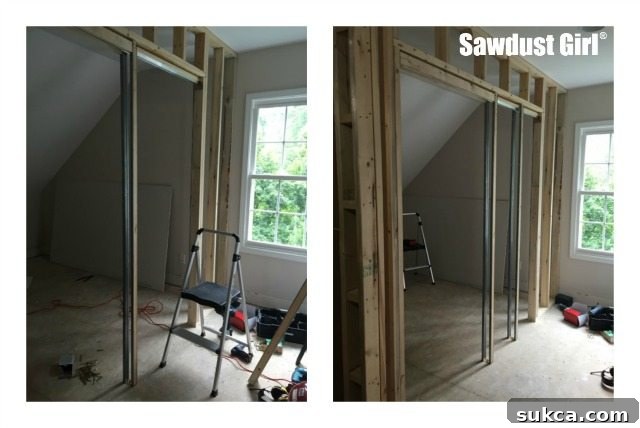 Pocket Door Frame Installation Overview How to install a pocket door frame ~ https://sawdustgirl.com