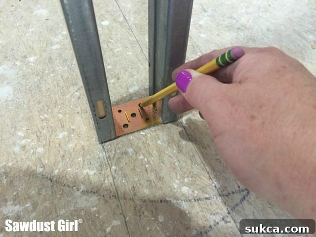 Aligning Pocket Door Floor Plate How to install a pocket door frame ~ https://sawdustgirl.com