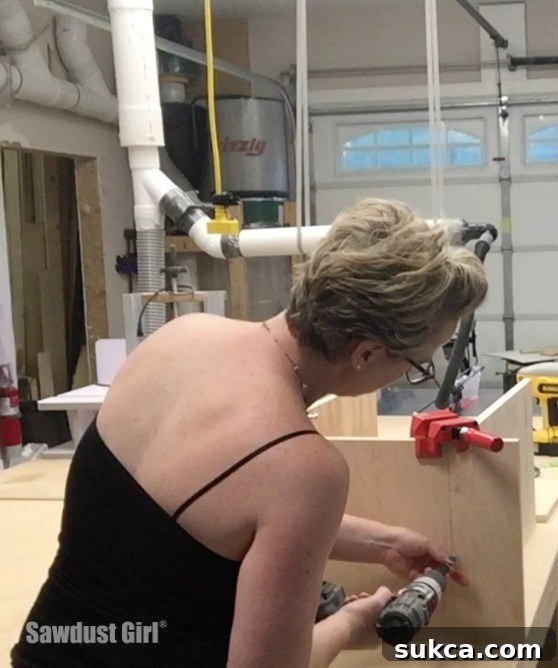 Assembling the Top Wine Cabinet Section Upper section of the custom wine storage cabinet under construction