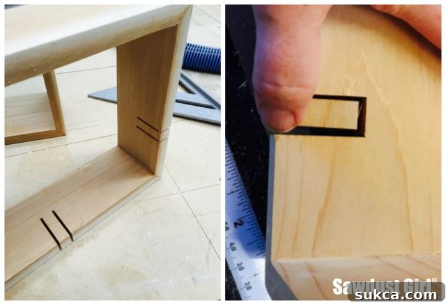 Breaking out the tab after cutting slots for joinery