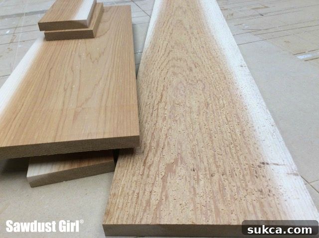 Rough cut cedar plank pieces ready for planing