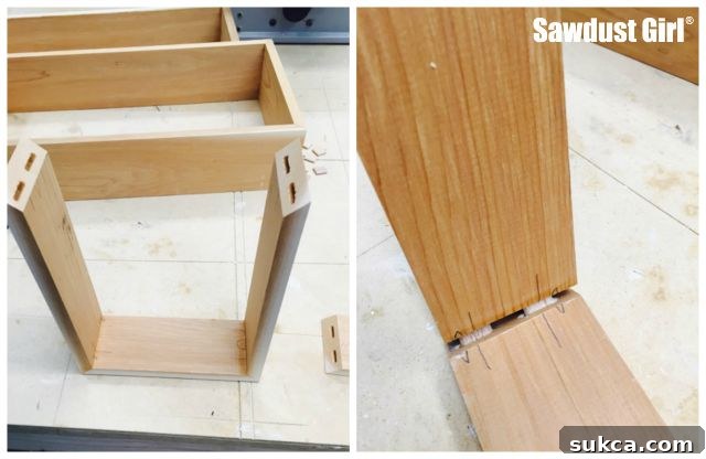 Mitered corners reinforced with Dominos