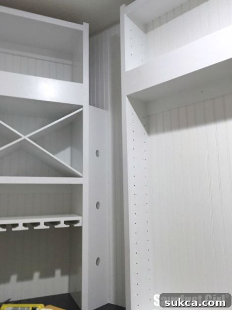 Vertical Wine Rack Custom-Fitted into Pantry Corner