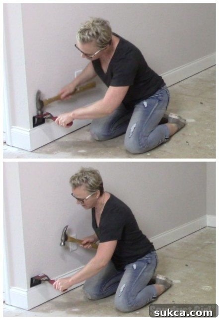 Initial Insertion of the Trim Puller Do you have to remove baseboards to install wood flooring? I do