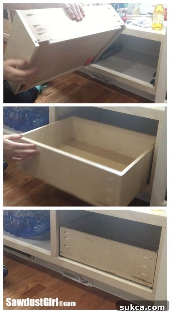 Constructing Drawers for Blum Tandem Slide Systems 3 A perfectly built drawer box designed for Blum Tandem plus Blumotion 563H drawer glides, highlighting precise joinery.