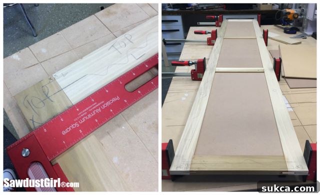 Detailed view of loose tenon joinery utilized for the pantry door frame assembly.