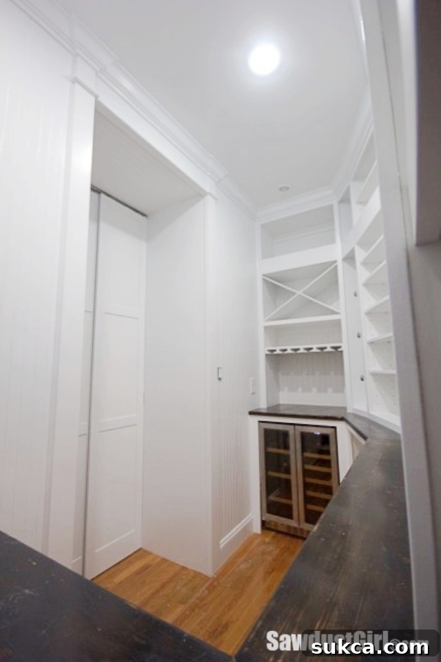 Craftsman style trim around pantry door