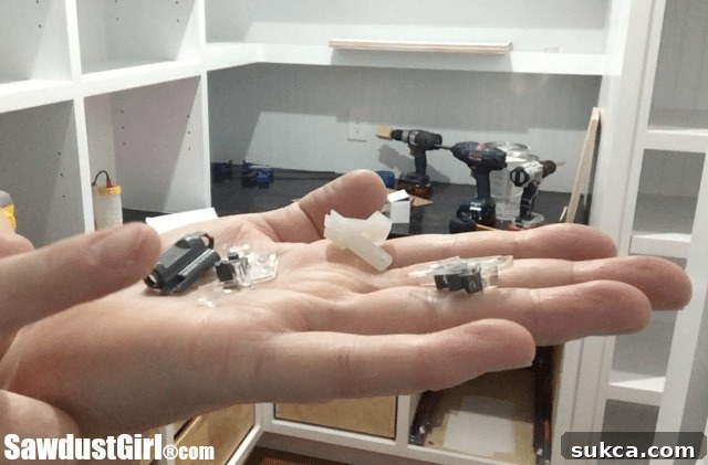 Close-up of the plastic internal components of a broken Blum drawer runner